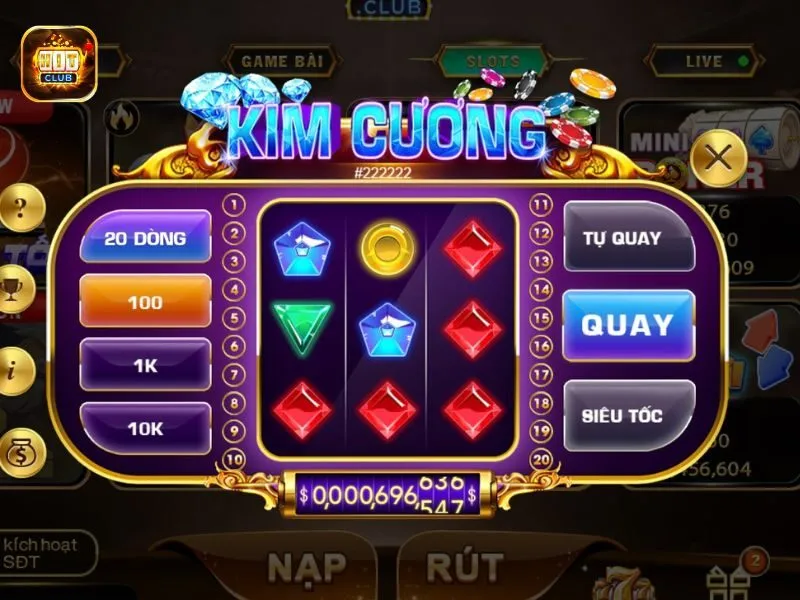 Quay cuộn hấp dẫn cùng Kim Cương trúng thưởng